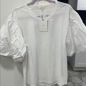 A.L.C. White Kati Puff-Sleeve Tee Size L